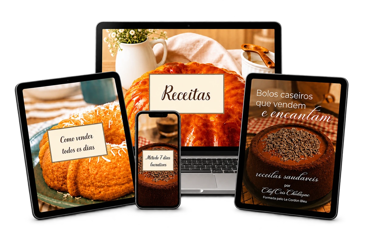 Mockups do ebook Bolos Caseiros que Vendem e Encantam